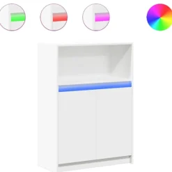 vidaXL Skåp>Skänk med LED vit 72x34x100 cm konstruerat trä