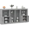 vidaXL Sideboards>Skänk med LED-belysning betonggrå 202x37x100 cm