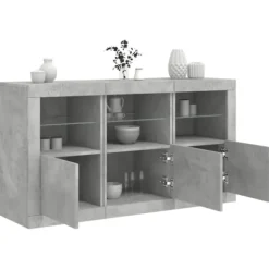 vidaXL Sideboards>Skänk med LED-belysning betonggrå 123x37x67 cm