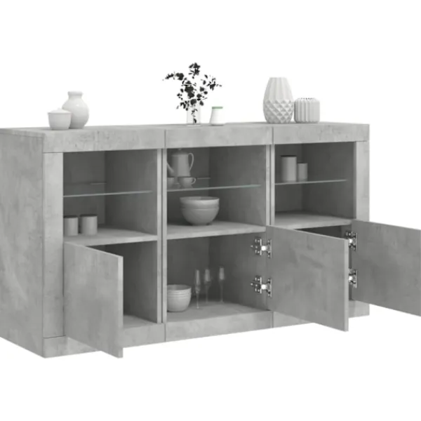 vidaXL Sideboards>Skänk med LED-belysning betonggrå 123x37x67 cm