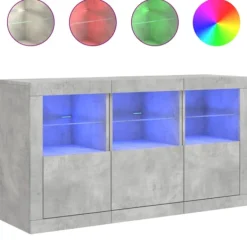 vidaXL Sideboards>Skänk med LED-belysning betonggrå 123x37x67 cm