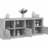 vidaXL Sideboards>Skänk med LED-belysning betonggrå 164x37x67 cm