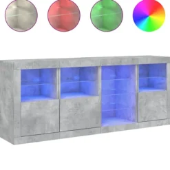 vidaXL Sideboards>Skänk med LED-belysning betonggrå 164x37x67 cm