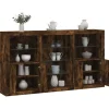 vidaXL Sideboards>Skänk med LED-belysning rökfärgad ek 181,5x37x100 cm