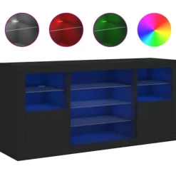 vidaXL Sideboards>Skänk med LED-belysning svart 142,5x37x67 cm