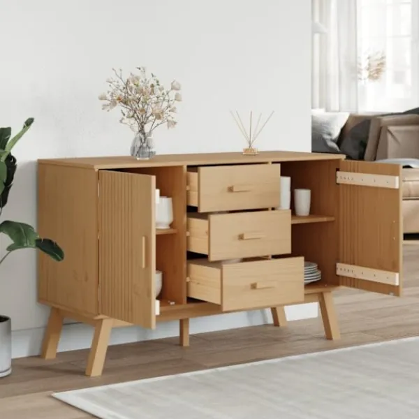 vidaXL Sideboards>Skänk OLDEN brun 114x43x73,5 cm massiv furu
