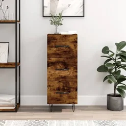 vidaXL Byråer>Skänk rökfärgad ek 34,5x34x90 cm konstruerat trä