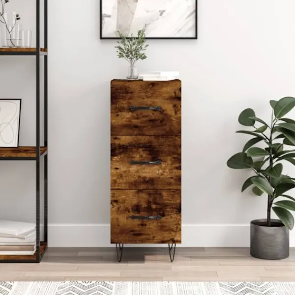 vidaXL Byråer>Skänk rökfärgad ek 34,5x34x90 cm konstruerat trä