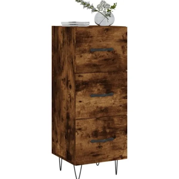vidaXL Byråer>Skänk rökfärgad ek 34,5x34x90 cm konstruerat trä