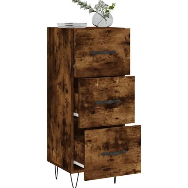 vidaXL Byråer>Skänk rökfärgad ek 34,5x34x90 cm konstruerat trä