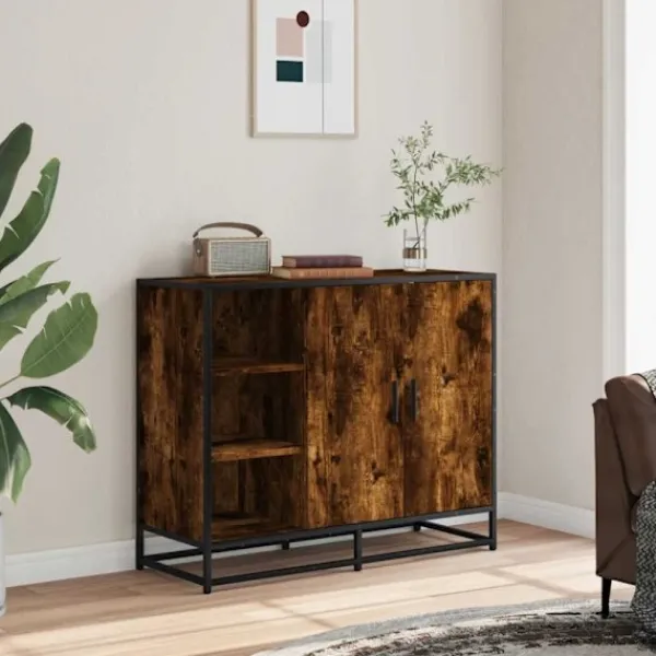 vidaXL Skåp>Skänk rökfärgad ek 92x35x76 cm konstruerat trä