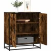 vidaXL Skåp>Skänk rökfärgad ek 68x35x76 cm konstruerat trä och metall
