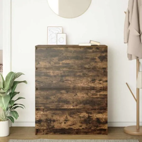 vidaXL Byråer>Skänk rökt ek 80x35x99 cm konstruerat trä