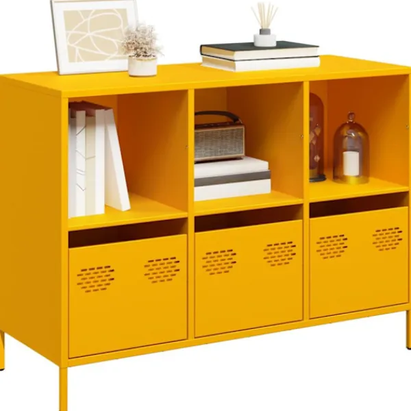 vidaXL Sideboards>Skänk senapsgul 101,5x39x73,5 cm kallvalsat stål