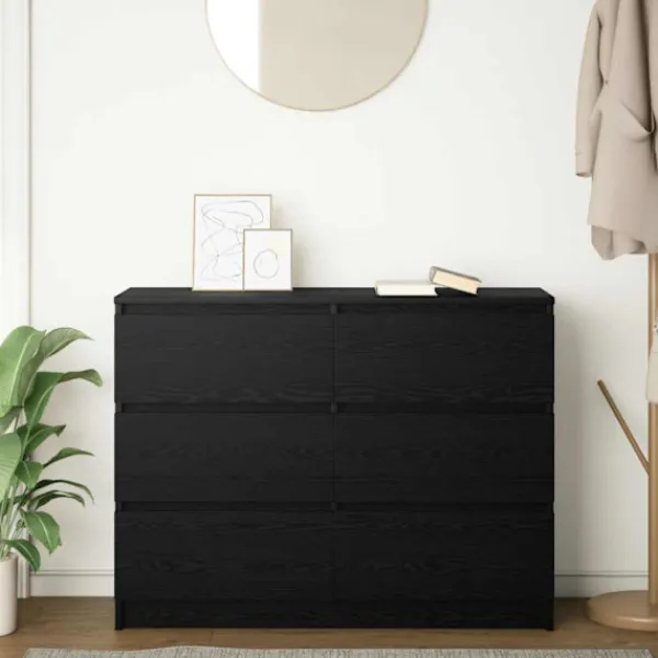 vidaXL Byråer>Skänk svart ek 100x35x76 cm konstruerat trä