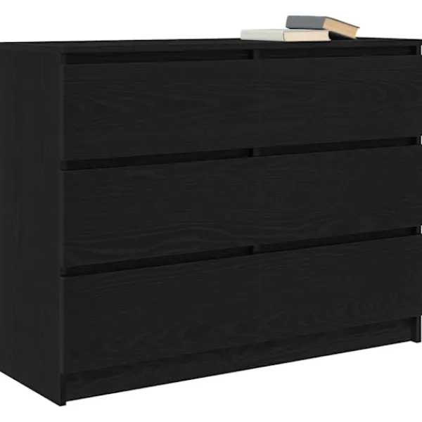 vidaXL Byråer>Skänk svart ek 100x35x76 cm konstruerat trä