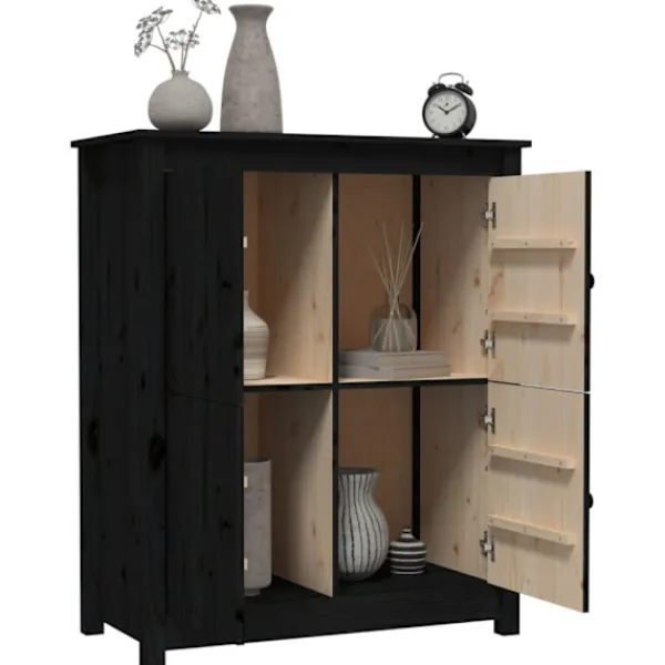 vidaXL Sideboards>Skänk svart 83x41,5x100 cm massiv furu