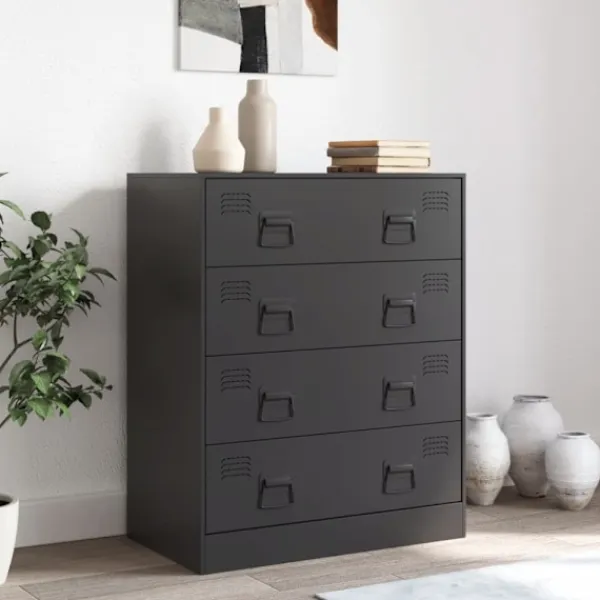 vidaXL Byråer>Skänk svart 67x39x83 cm stål