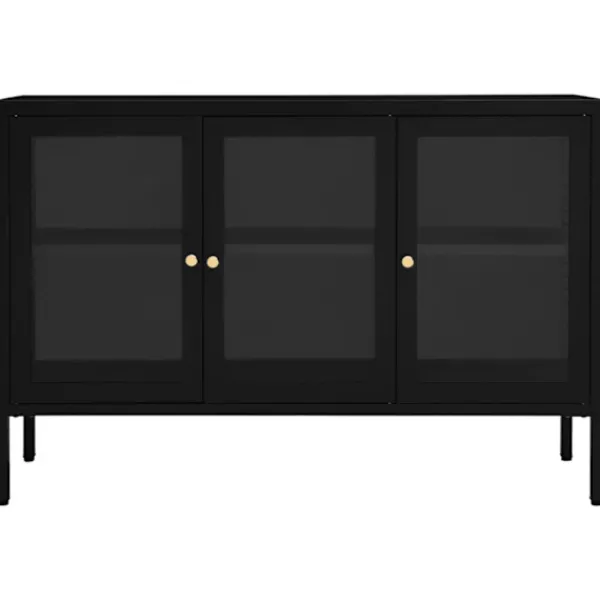 vidaXL Skåp>Skänk svart 105x35x70 cm stål och glas