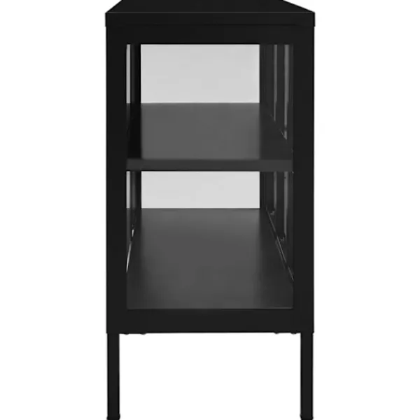 vidaXL Skåp>Skänk svart 105x35x70 cm stål och glas