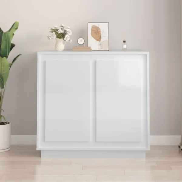 vidaXL Skåp>Skänk vit högglans 80x34x75 cm konstruerat trä
