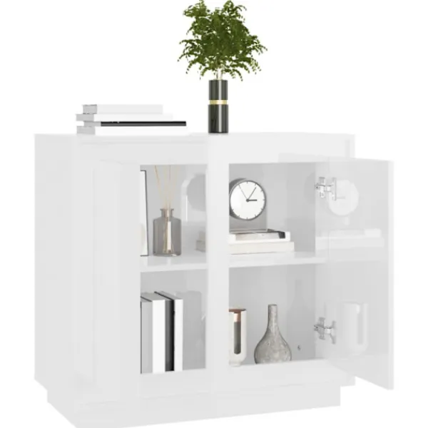 vidaXL Skåp>Skänk vit högglans 80x34x75 cm konstruerat trä