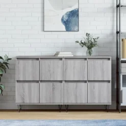 vidaXL Sideboards>Skänkar 2 st grå sonoma konstruerat trä