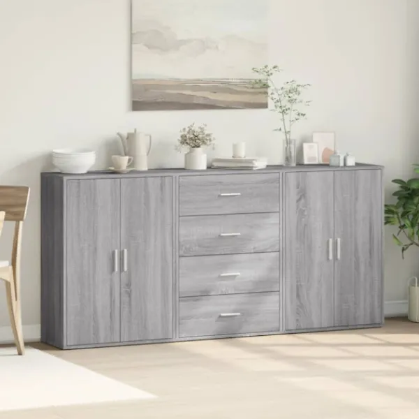 vidaXL Sideboards>Skänkar 3 st grå sonoma 60x31x84 cm konstruerat trä