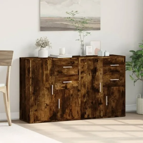 vidaXL Sideboards>Skänkar 2 st rökfärgad ek 60x31x70 cm konstruerat trä