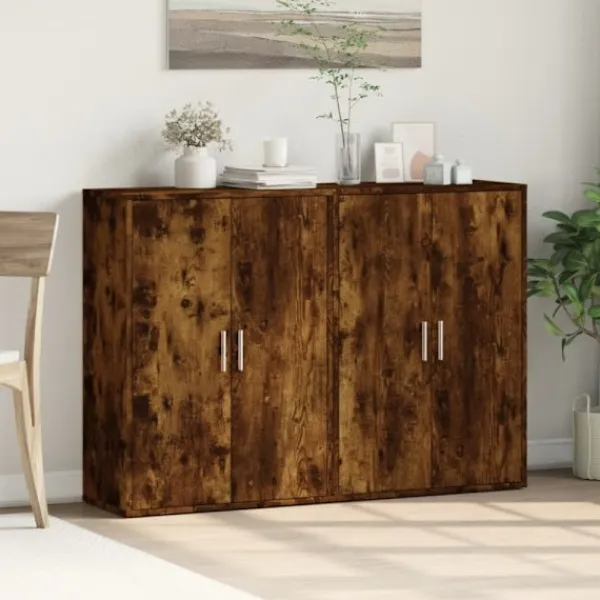 vidaXL Sideboards>Skänkar 2 st rökfärgad ek 60x31x84 cm konstruerat trä