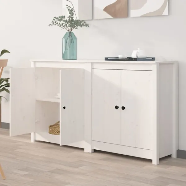 vidaXL Skåp>Skänkar 2 st vit 70x35x80 cm massiv furu