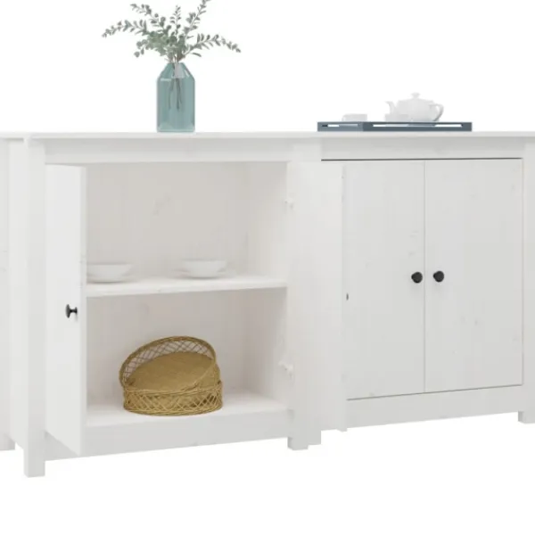 vidaXL Skåp>Skänkar 2 st vit 70x35x80 cm massiv furu