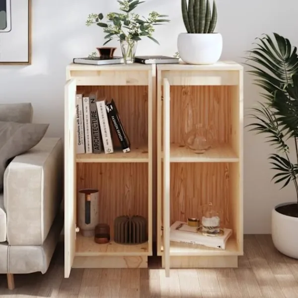 vidaXL Sideboards>Skänkar 2 st 31,5x34x75 cm massiv furu