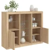 vidaXL Sideboards>Skänkar med LED-belysning 3 st sonoma-ek konstruerat trä