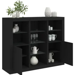 vidaXL Sideboards>Skänkar med LED-belysning 3 st svart konstruerat trä