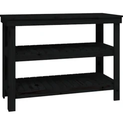vidaXL Köksö>Skobänk svart 110,5x50x80 cm massiv furu