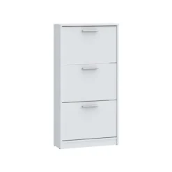 MAC Skåp>Skoskåp - 6 par - Mattvit - 3 nedfällbara dörrar - B58,2 x D20,4 x H115,5 cm -