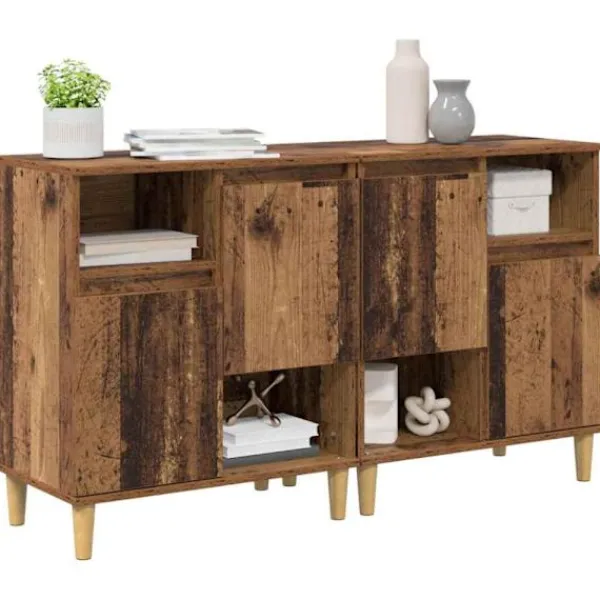 vidaXL Sideboards>Skåp 2 pcs Gammalt trä 60 x 35 x 70 cm Konstruerat trä