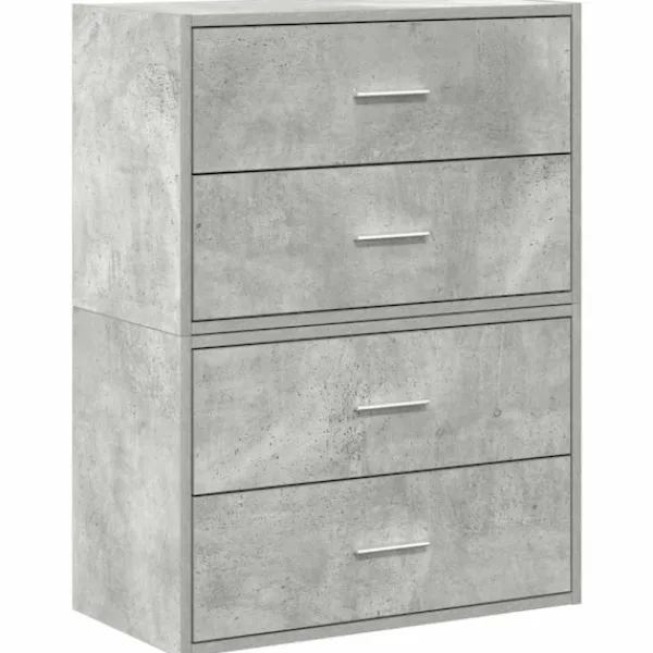 vidaXL Byråer>Skåp med 2 lådor 2 st betonggrå 60x31x40 cm konstruerat trä