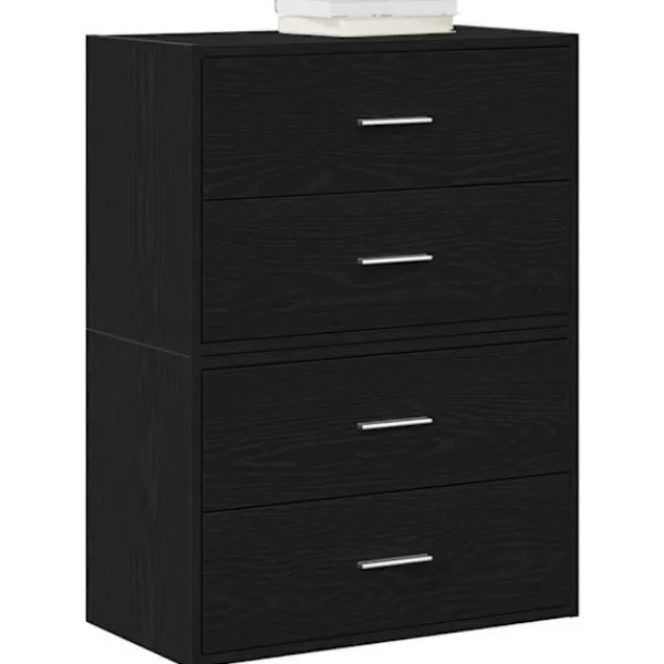 vidaXL Byråer>Skåp med 2 lådor 2 st svart ek 60x31x40 cm konstruerat trä
