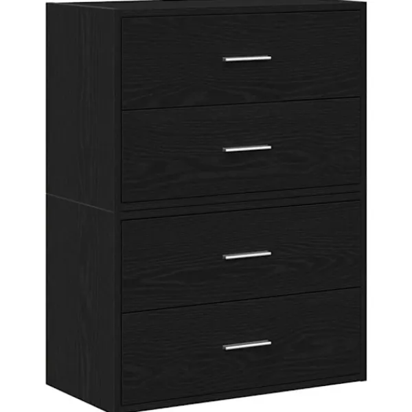 vidaXL Byråer>Skåp med 2 lådor 2 st svart ek 60x31x40 cm konstruerat trä