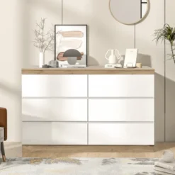 Byråer>Skåp med 6 lådor, låsbart fack, förvaringsfunktion, för sovrum och vardagsrum