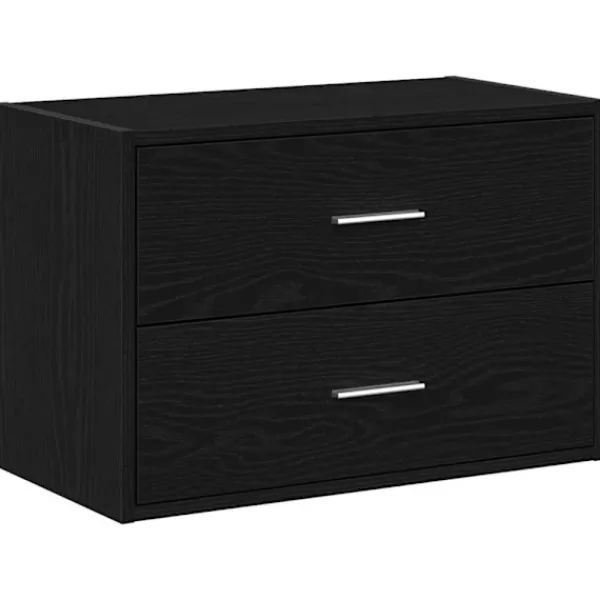 vidaXL Byråer>Skåp med 2 lådor svart ek 60x31x40 cm konstruerat trä