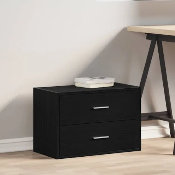 vidaXL Byråer>Skåp med 2 lådor svart ek 60x31x40 cm konstruerat trä