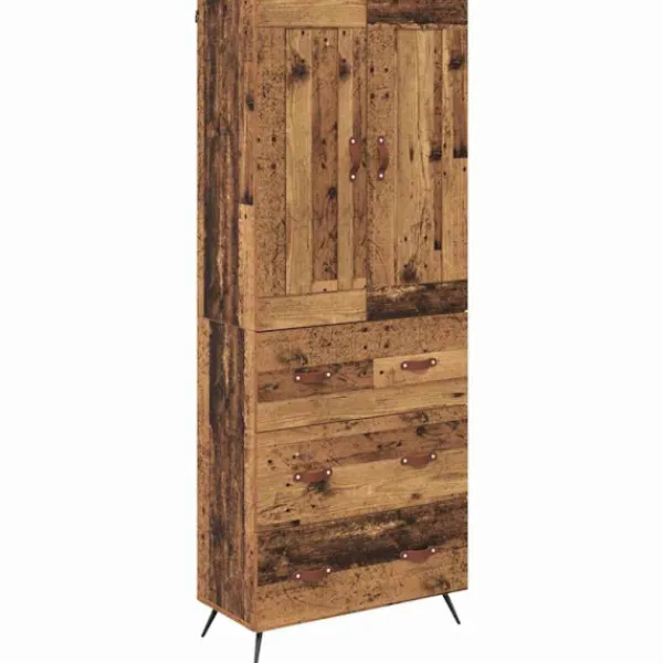 vidaXL Skåp>Skåp med låda Gammalt trä 69,5 x 34 x 180 cm Konstruerat trä