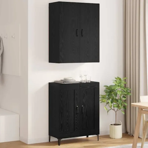 vidaXL Skåp>Skåp Svart Ek 69,5 x 34 x 180 cm Konstruerat trä
