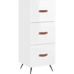 vidaXL Byråer>Skåp vit högglans 34,5x34x90 cm konstruerat trä