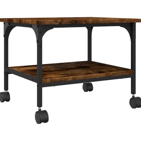 vidaXL Kontorsmöbler>Skrivarställ 2 hyllor rökfärgad ek 50x40x38 cm konstruerat trä