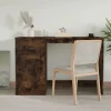 vidaXL Kontorsmöbler>Skrivbord med låda rökfärgad ek 115x50x75 cm konstruerat trä