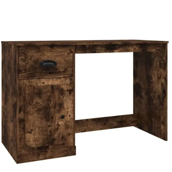vidaXL Kontorsmöbler>Skrivbord med låda rökfärgad ek 115x50x75 cm konstruerat trä